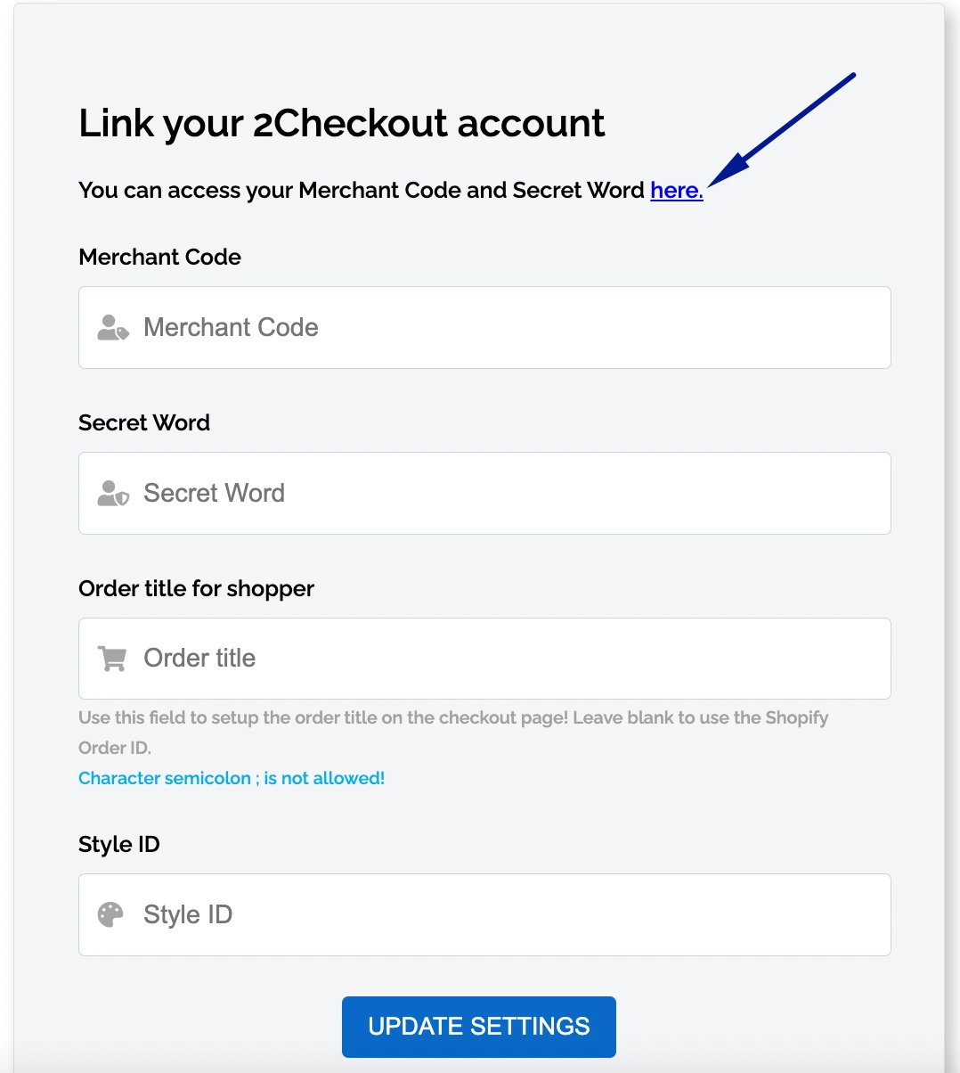 Once 2Checkout is added